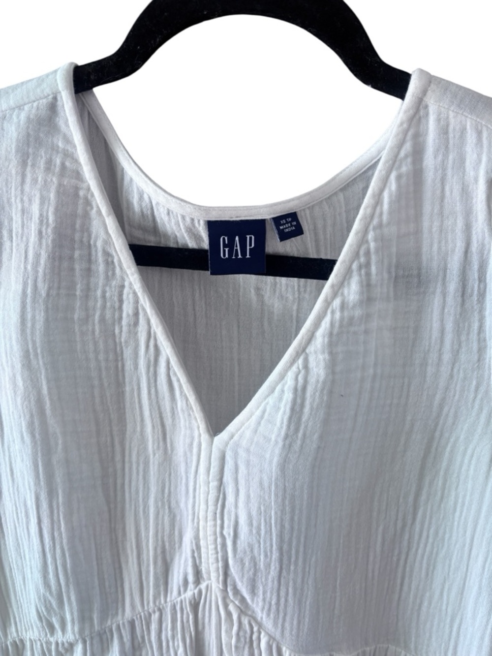GAP White Gauze Mini Dress XS | Cottagecore Tiered Babydoll Dress